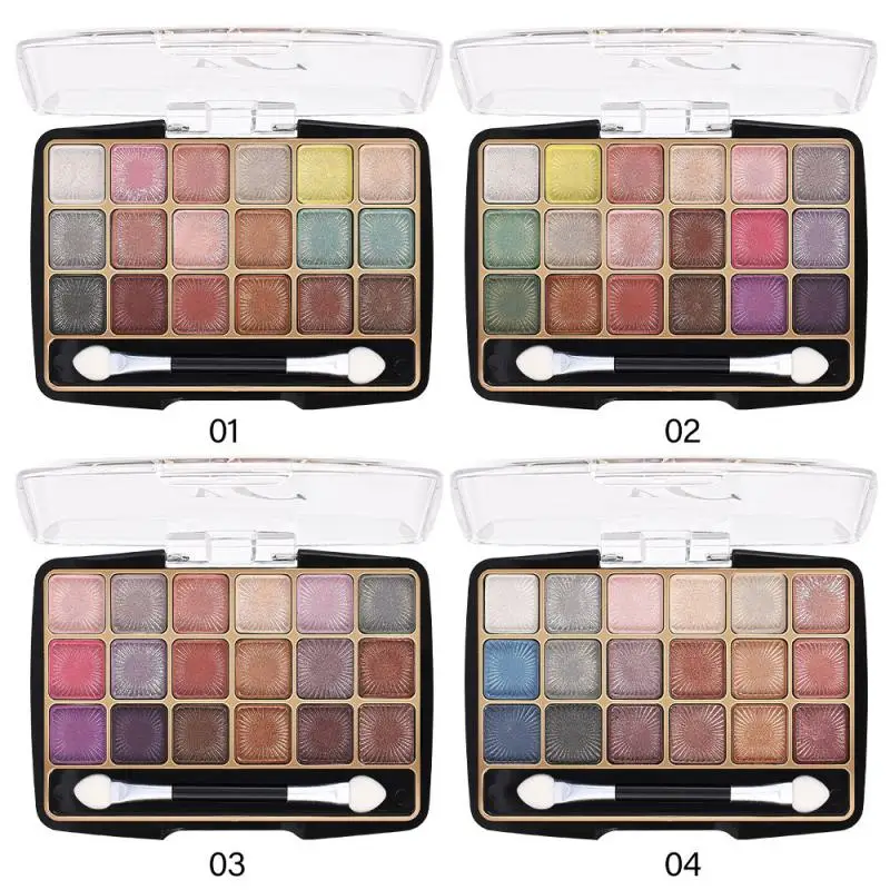 High Pearl Color Eye Shadow Plate Economic Fine Powder Eye Makeup European And American Eye Shadow Easy To Use 18 Color Palette