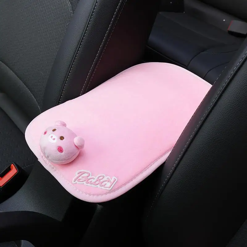 Plush Cartoon pig animal Car Armrest Mat Universal Interior Auto Armrests Storage Box Mats Dust-proof Cushion Cover Armrest Prot