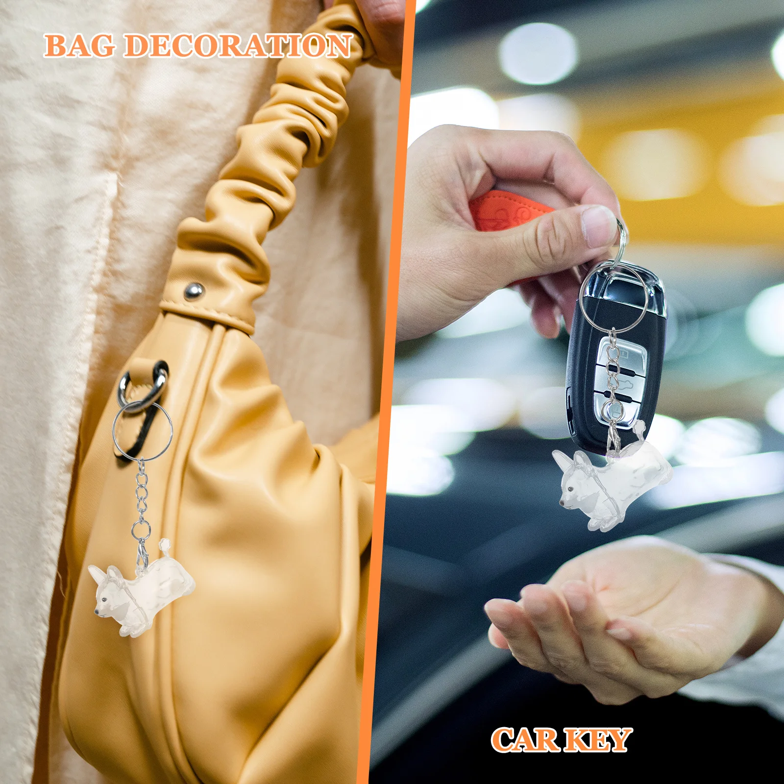 

Pet Hair Keepsake Box Dog Shaped Clear Plastic Storage Keychain for Corgi Cat Memorial Pendant Charm Portable Jewelry for Pet