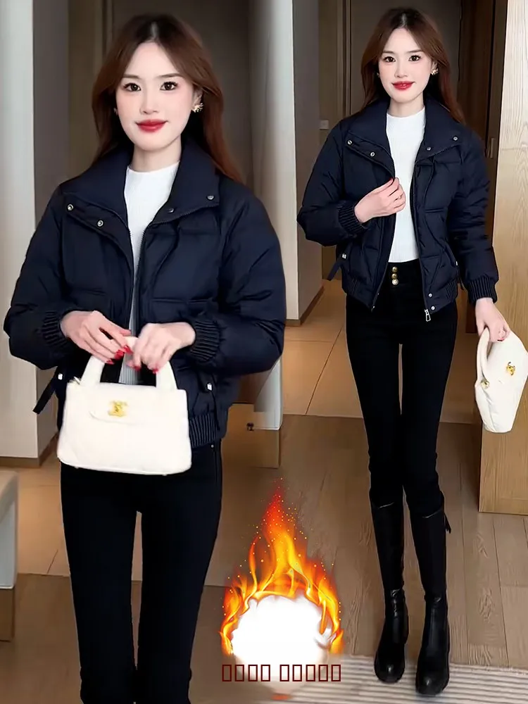 

Модная женская хлопковая стеганая куртка-пальто: уникальная зимняя новинка с молнией, утепленная, с длинными рукавами