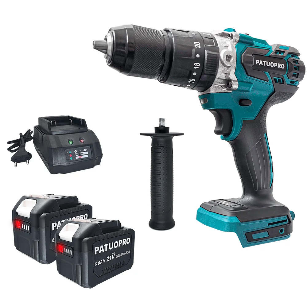 

13mm Cordless Electric Impact Drill Brushless Handheld Drill Screwdriver 20+3 Torque Settings Power Tools Fit Makita 18V Battery