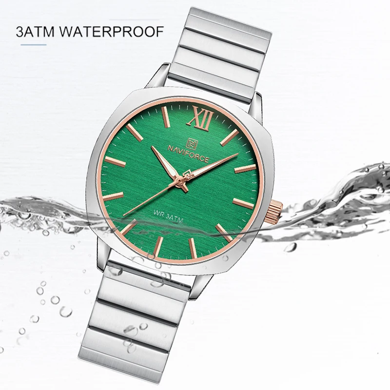 NAVIFORCE Waterproof Luminous Female Quartz Watches Elegant Fashion Wristwatch Simple Casual Stainless Steel Strap Ladies Gift