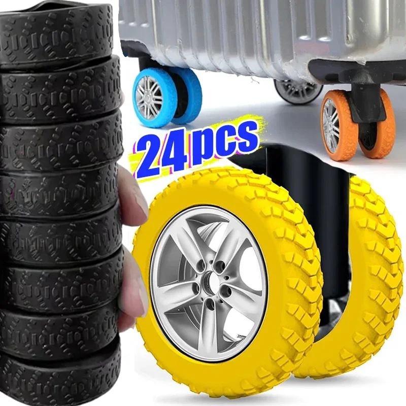 4/24 قطعة رشاقته الملمس سيليكون عجلات حامي للأمتعة تقليل الضوضاء السفر الأمتعة عجلات غطاء إكسسوارات الأمتعة #3