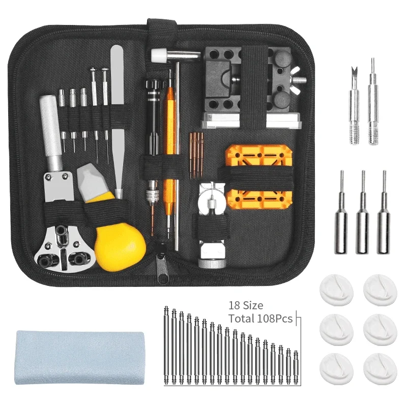 156 Pieces Watch Repair Tool Kit Watch Link Pin Remover Shell Opener Spring Bar Remover Watch Battery Replacement Strap Needle T