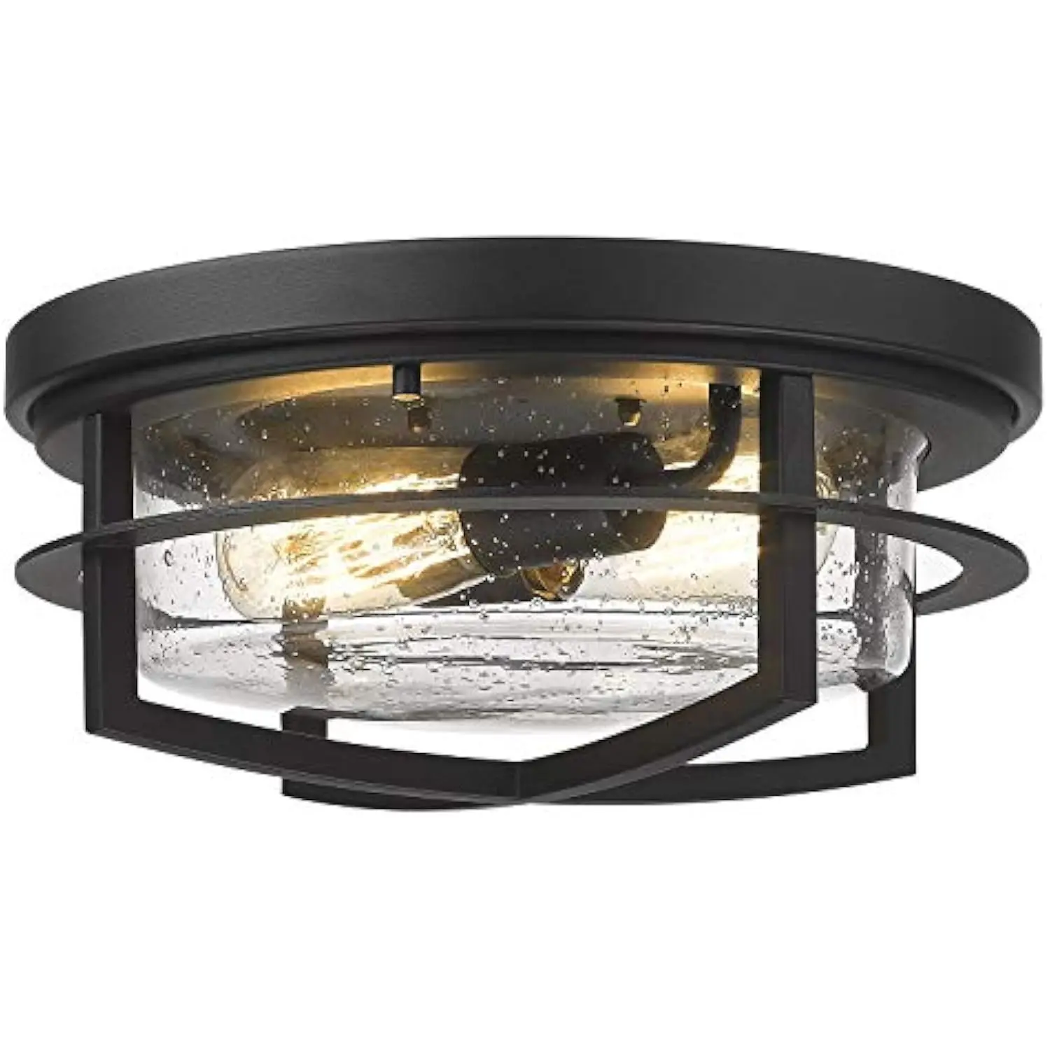 

Ceiling Light Fixture, Industrial Flush Mount Ceiling Light with Seeded Glass Cover, Black Finish, Zw17-F Bk