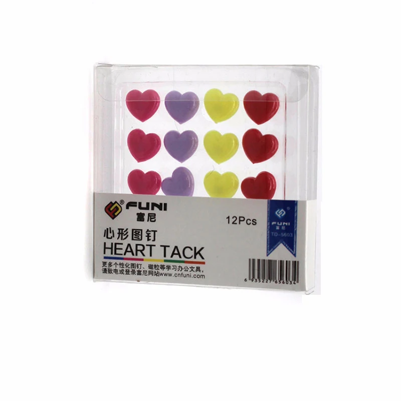 

12pcs/set Love Heart Push Pins For Home School Office Notice Board Cork Board,Cute Thumbtacks Tacks Decorative Pushpins Parts