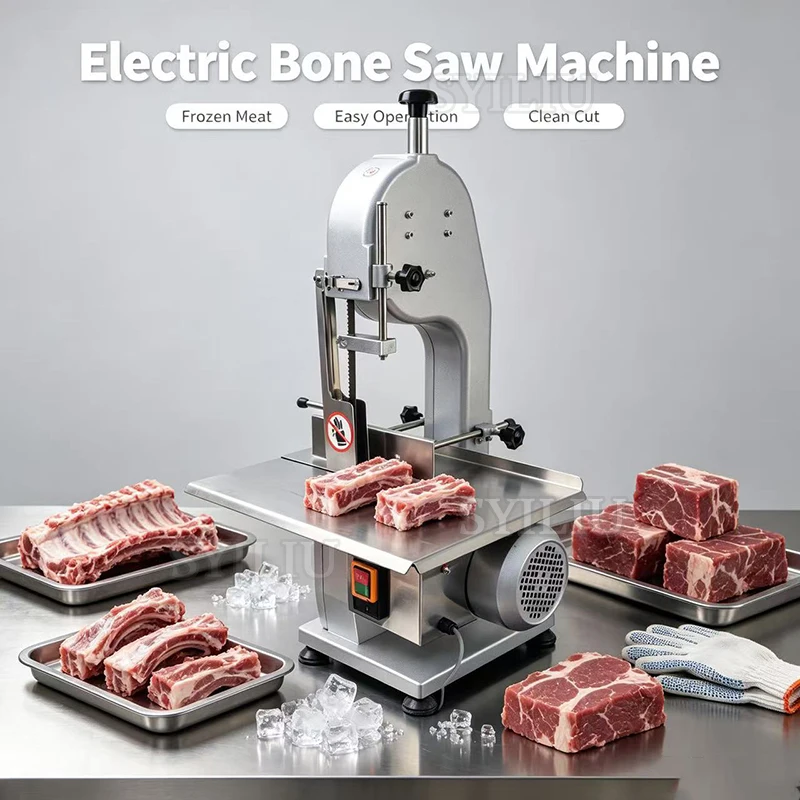Commercial Bone Saw Machine Stainless Steel Body Automatic Meat Bone Cutter For Pork Beef Bones Frozen Meat Home Butcher Shop