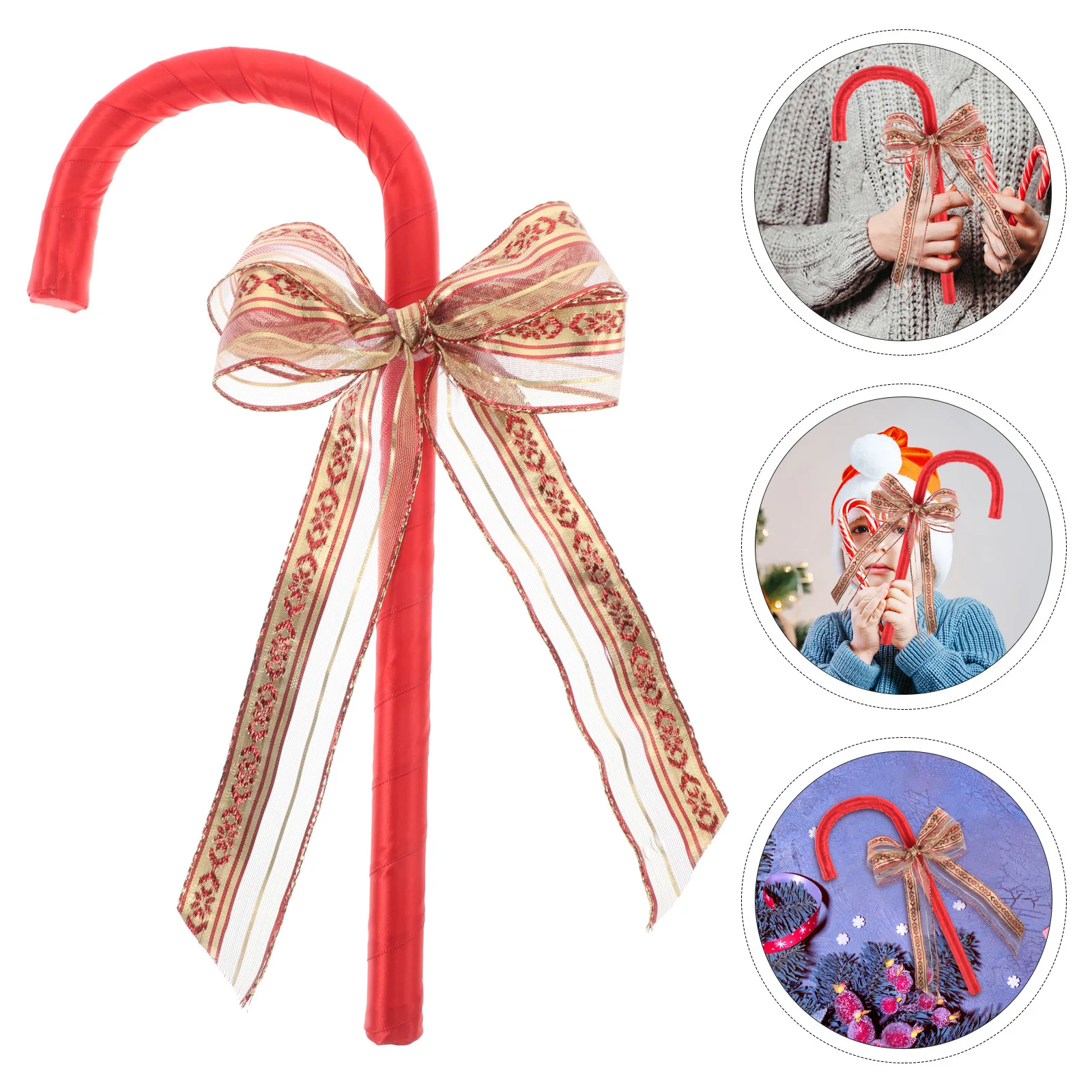 Noeud Costume canne rouge princesse jeu de rôle fantaisie bâton de marche noël saint valentin fête décoration accessoire danse baguette enfants semblant