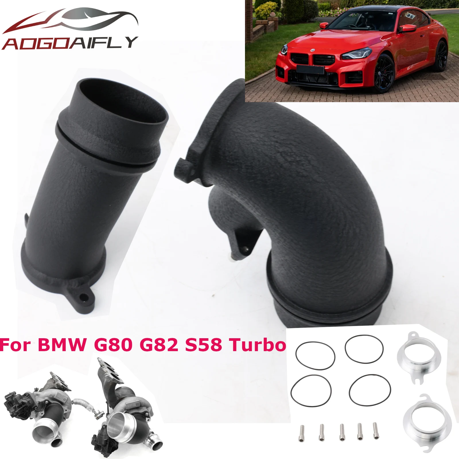 S58 Engine Turbo Inlet Elbows Pipe For BMW M2 M3 M4 G80 G82 G87 F97 F98 X3M LCI 2021