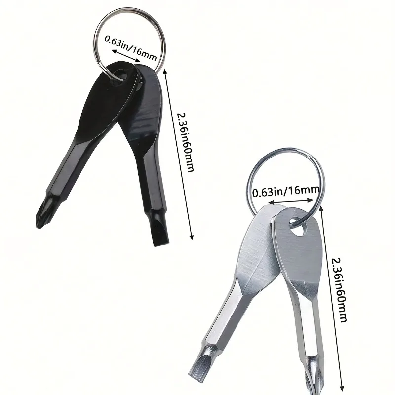 Portable Mini Keychain Screwdriver Set Flathead and Phillips 2 In 1 Pocket EDC Hand Repair Tools for Outdoor Camping Travel