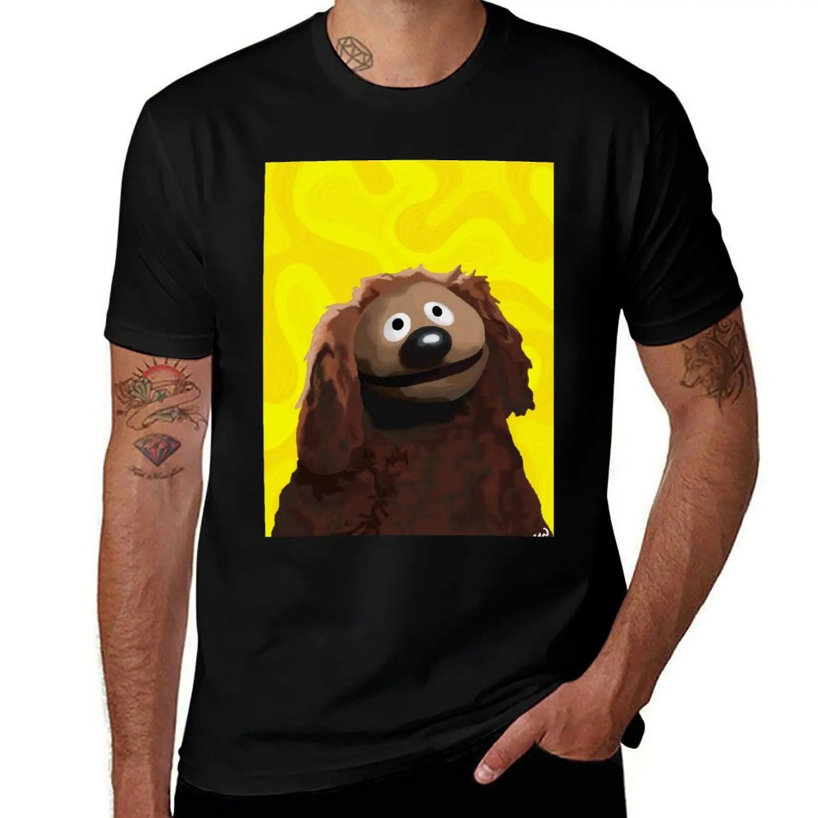 

Rowlf The Dog painting portrait (version 2/3 - Yellow background) T-Shirt t shirt for man cotton t shirts man 100% T-Shirt