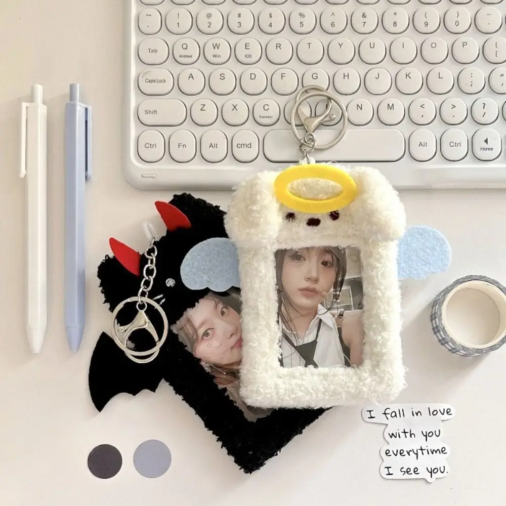 Angle Photocard Holder Fluffy Cartoon Kpop Idol Bus Card Holder INS Korean Style Plush Kpop Photocard Holder ID Card Cover