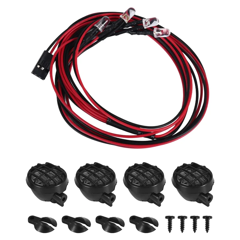 4 led luz branca com abajur para 1/10 traxxas hsp rc crawler acessório peças de carro rc