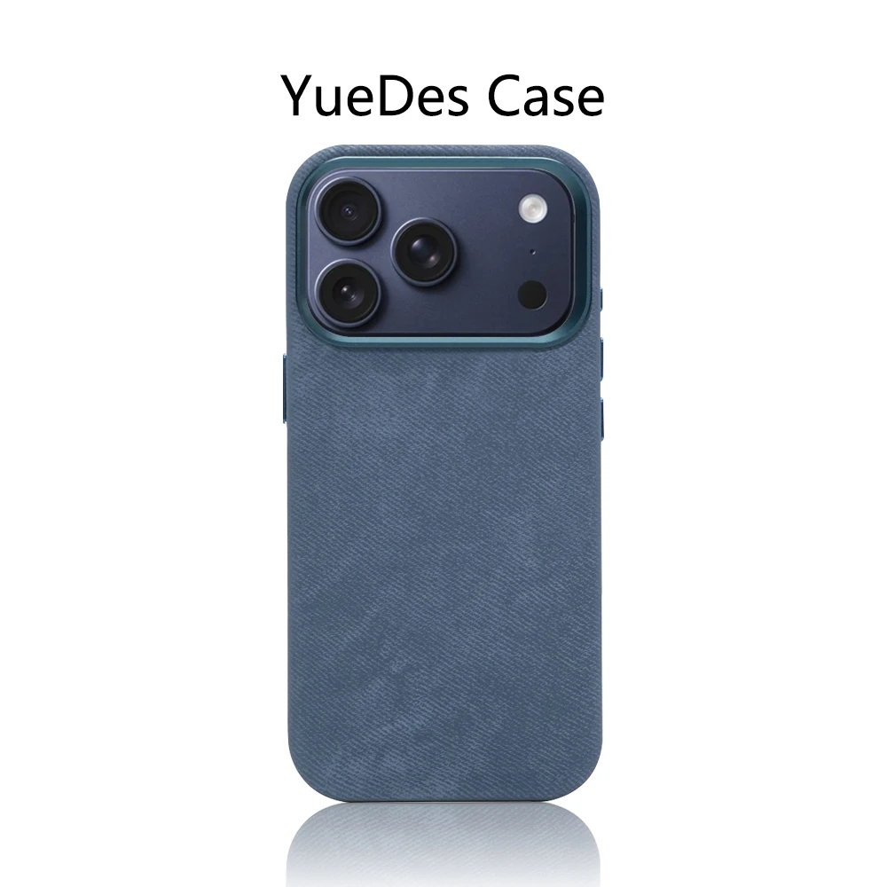 Luxury Fiber Leather Metal Lens Magnetic Case For iPhone 17 Pro Max 16 15 14 13 12 For MagSafe Wireless Charge Shockproof Cover