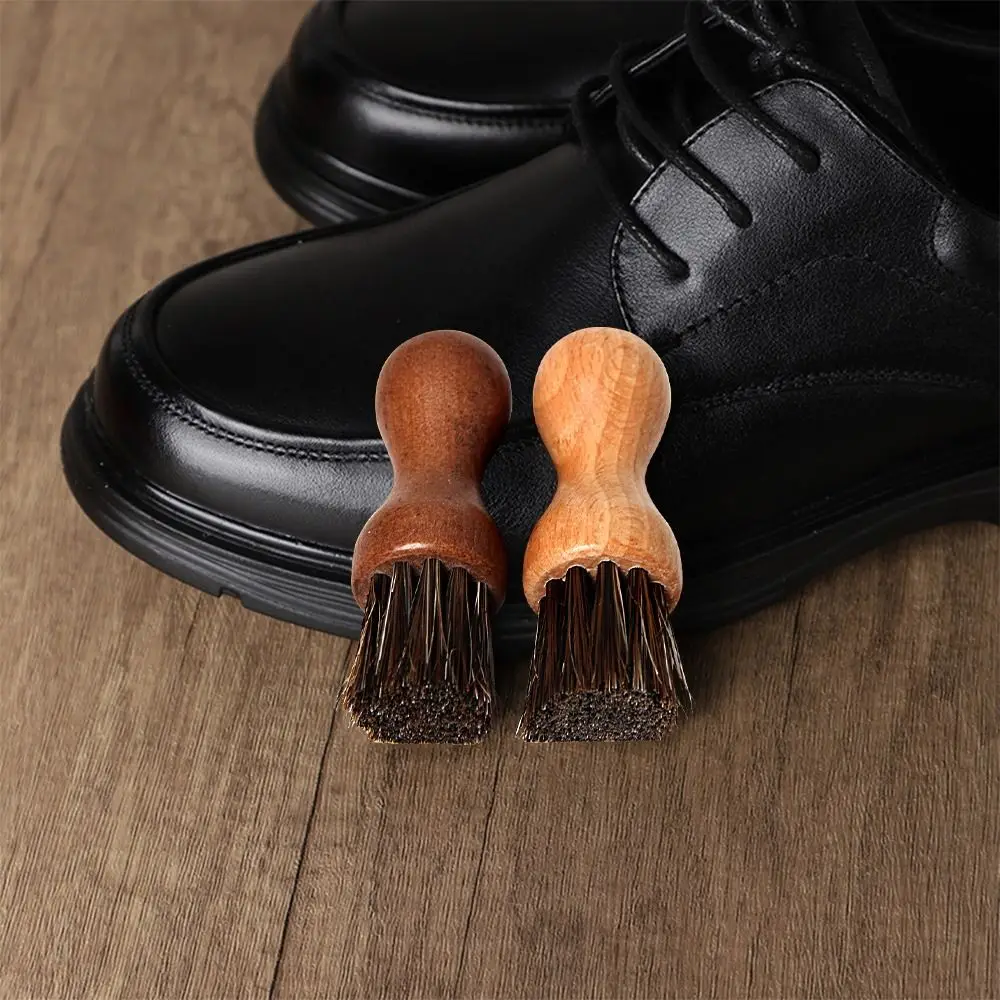 Wooden Handle Horsehair Shoe Care Brush Eco Friendly Multifunction Kitchen Cleaning Brush Dust Removal Durable Dish Brush