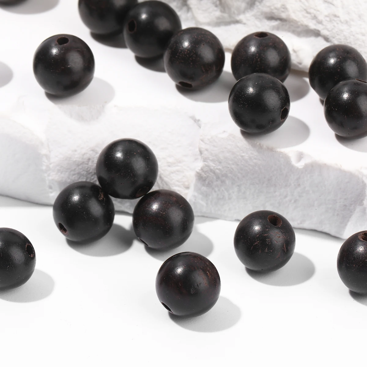 50 Pcs/lot Natural Wooden Bead Black Sandalwood Ebony Beads 6 8 10 12 15mm For Jewelry Making Diy Necklace Bracelet Accessory