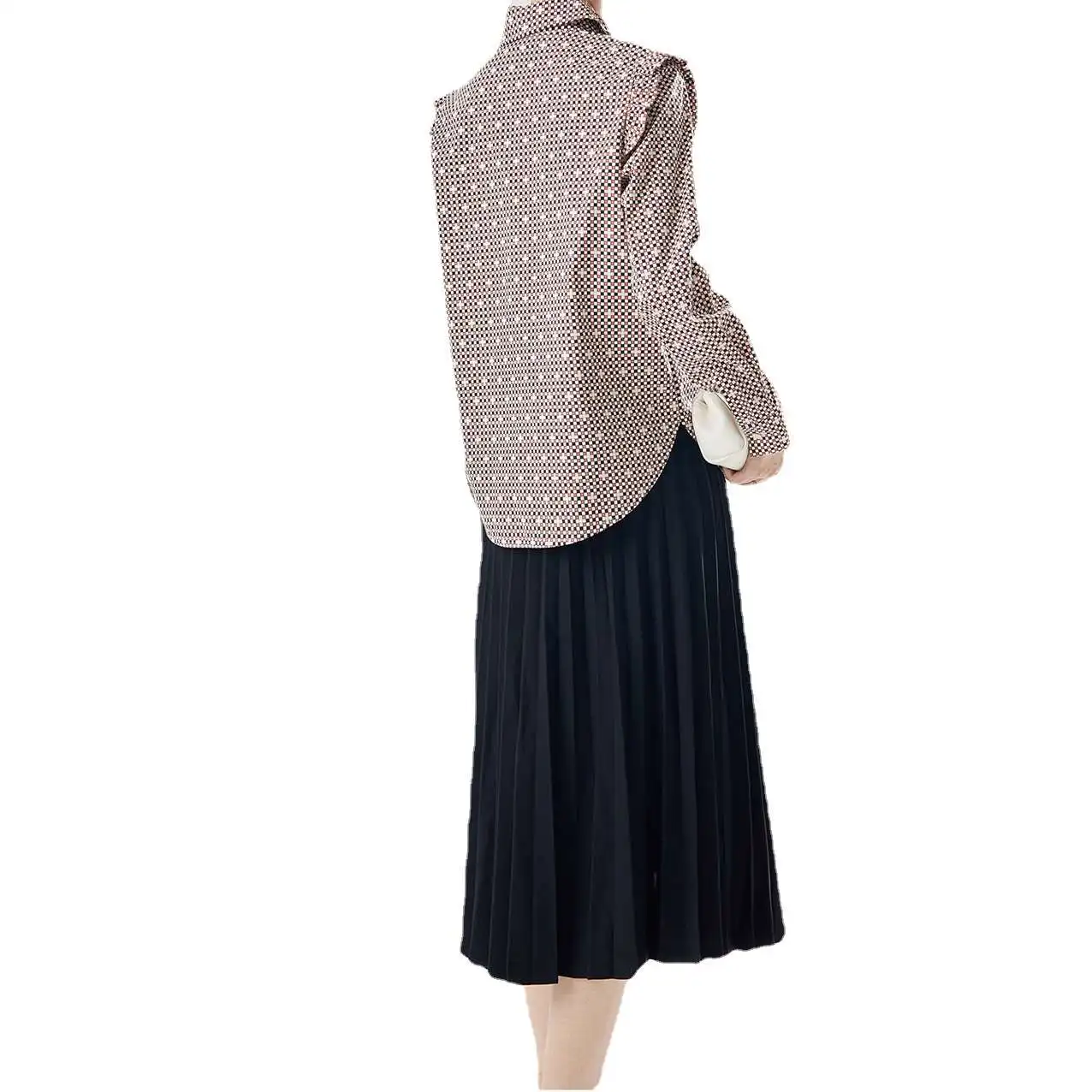 Été français décontracté Long irt femmes col haut de gamme coton 00% id modèle régulier Sve femmes Premium vêtements