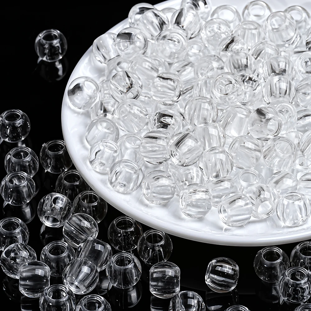 20-100pcs Transparent Large Hole Spacer Beads Acrylic Round Loose Beads For Necklace Bracelet Earrings DIY Jewelry Making