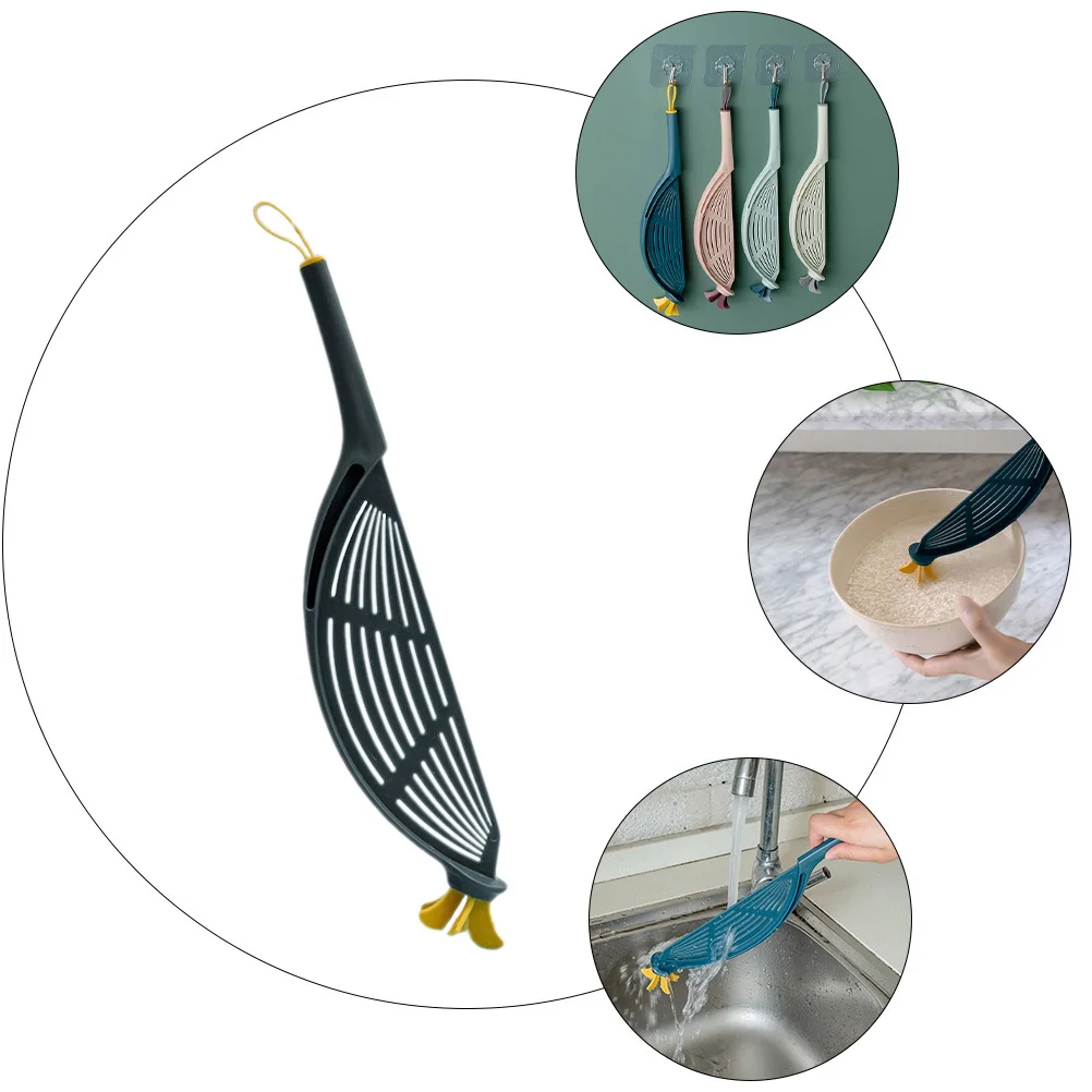 2pcs Plastic Rice Strainer Drain Basket Kitchen Use Lightweight Wash Rice Filter Baffle Colander Tool Filter Spoon