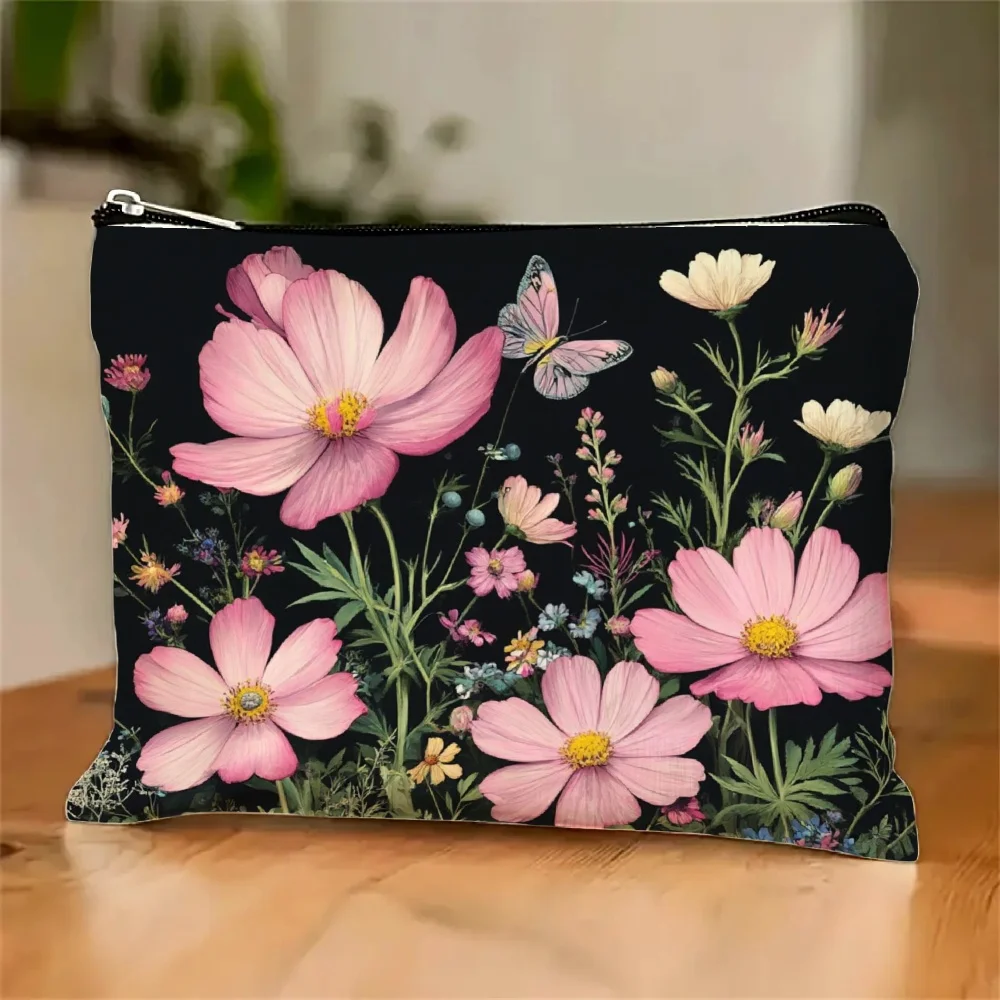 

A Floral Patterned Makeup Bag- Multifunctional Zipper Pouch, Jewelry Storage Bag, Perfect Travel Zipper Small Storage Bag.