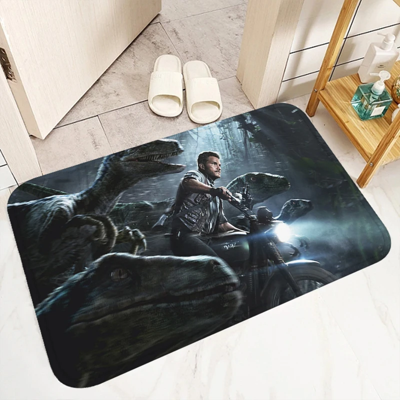 J-Jurassic Park Welcome Mat Bath Mats Washable Non-slip Kitchen Rug Bathroom Carpet Home Carpets Rugs Doormat Entrance Door Foot