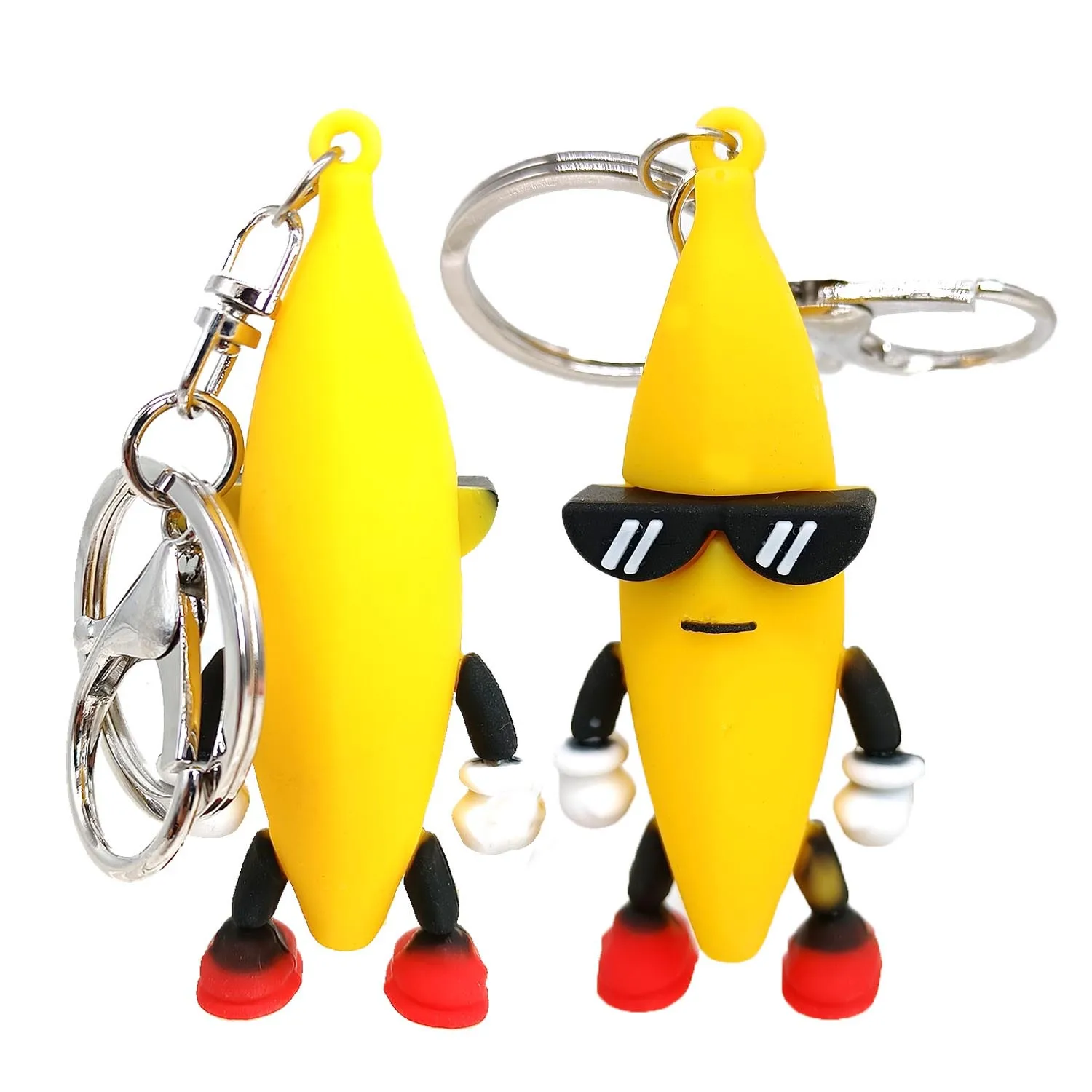 Novelty Funny Simulation Cool Banana Keychain Pendant Creative Sunglasses Banana Backpack Decoration Pendant Halloween Gifts