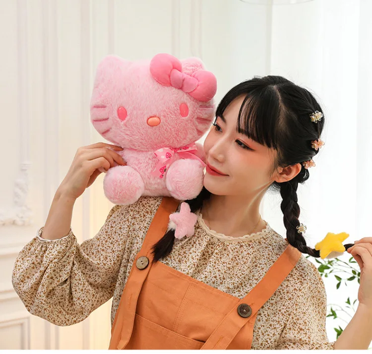 large size Hello Kitty Plush Toys Cartoon KT Cat Plushies Soft Stuffed Kawaii Anime Pillow Birthday Gift For Kids Girl