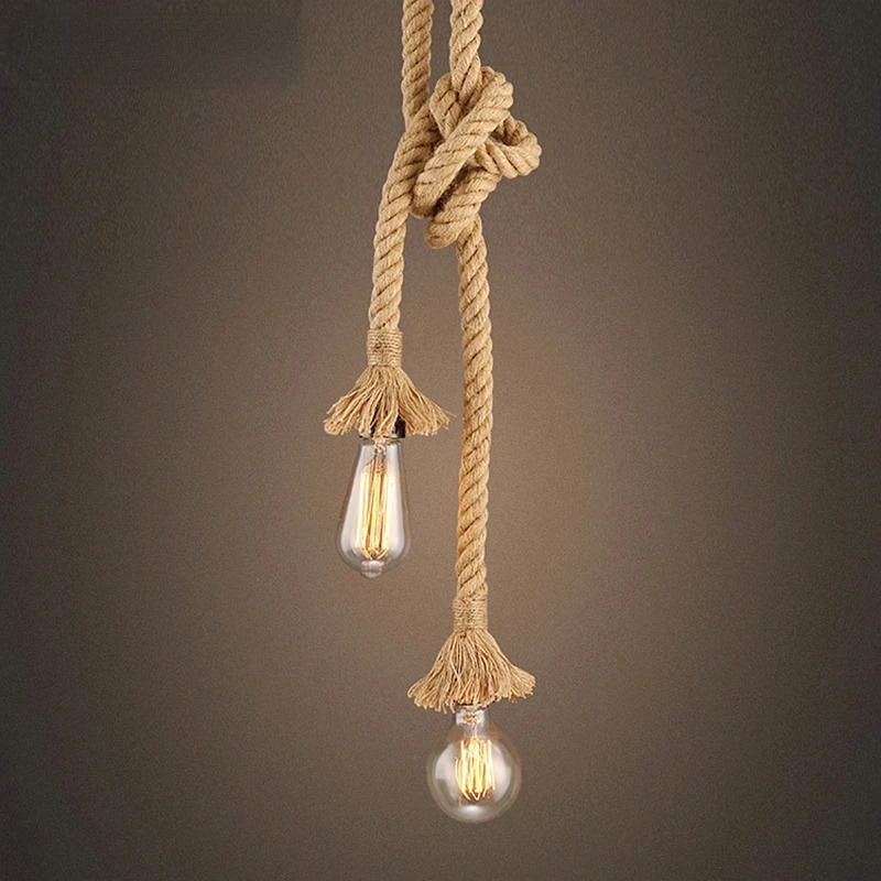 

Hemp Rope Pendant Lights Vintage Retro Hanging Lamp E27 AC 85-265V Industrial Decor Home Restaurant Pendant Lamp Edison Hanglamp