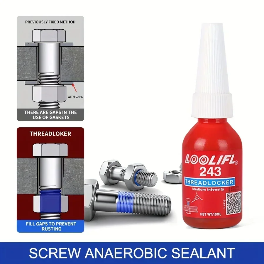 243 Anaerobic Screw Glue, Strong Anti-slip, Fastening Thread Locker, High And Low Strength High Temperature Resistant, Removable
