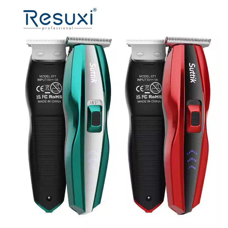 Resuxi 071 Парикмахерский триммер для волос для мужчин, перезаряжаемый беспроводной мощный электрический триммер с 4 направляющими расческами