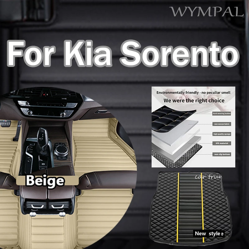 Luxury Car Floor Mats For Kia Sorento Seven Seats 2013 2014 Custom Auto Foot Pads Automobile Carpet Cover Interior Accessories