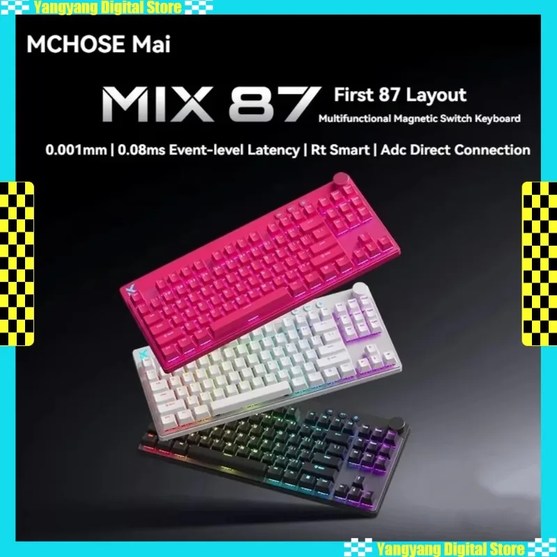 

MCHOSE Mix 87 Magnetic Switch Keyboard 0.001mmRT Accuracy Wired Hot-Swap RGB Knob Custom Game Keyboards PC Accessories Gifts