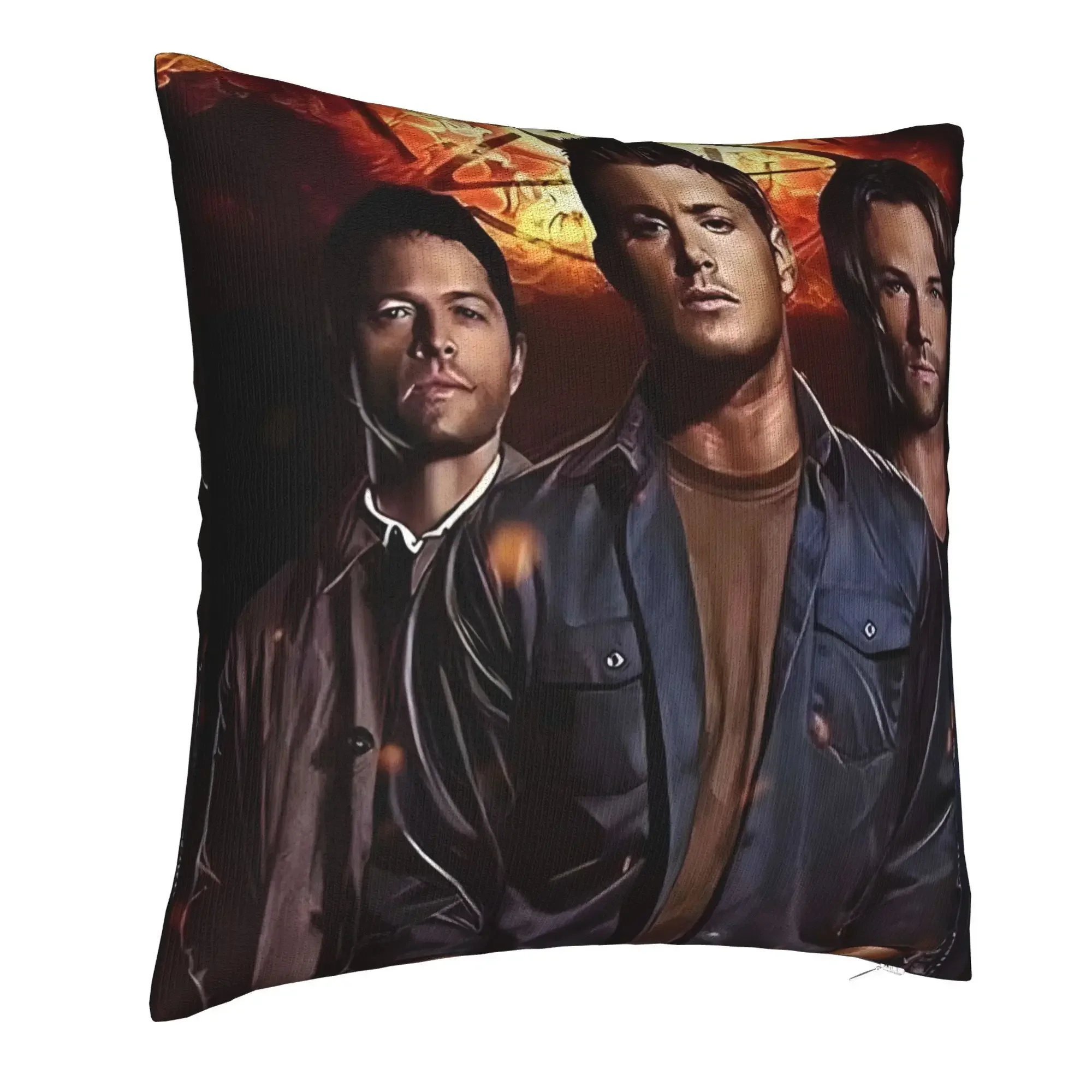 Custom 1pc Supernatural TV Show Inspired Official Cast Characters Pillow Cover - Dean & Sam Winchester Iconic Pose With Cast
