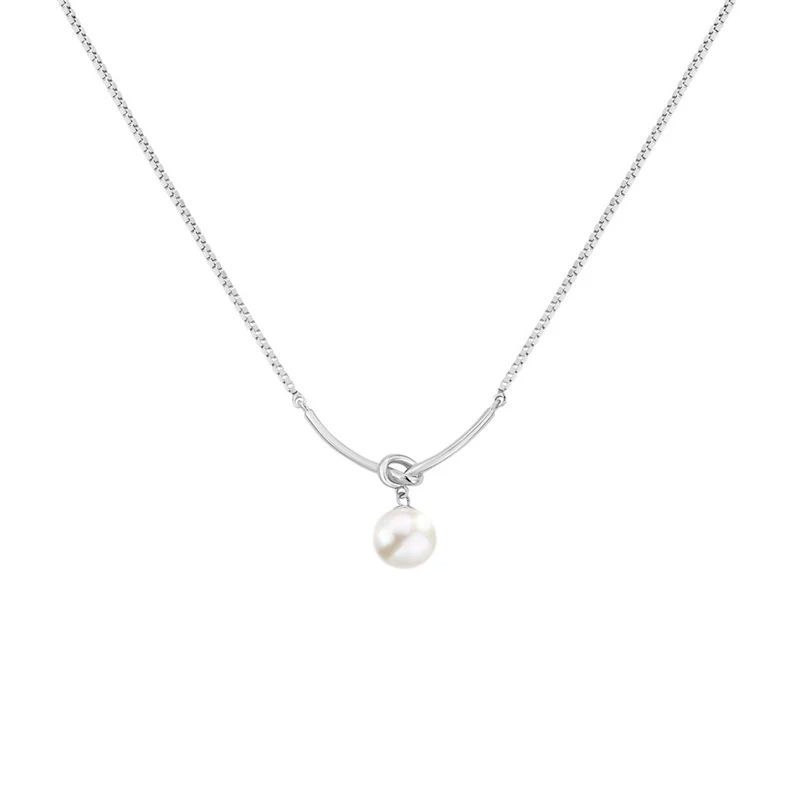 Huitan Simple and Elegant Round Imitation Pearl Pendant Necklace for Women Korean Fashion Girls Necklace Sweet Statement Jewelry