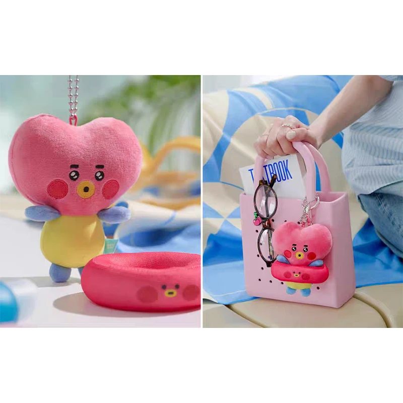 

Linefriends Bt21 Summer Swimming Ring Series Plush Pendant Keychain Decoration Summer Dopamine Pack Kids Gifts Toy Collection