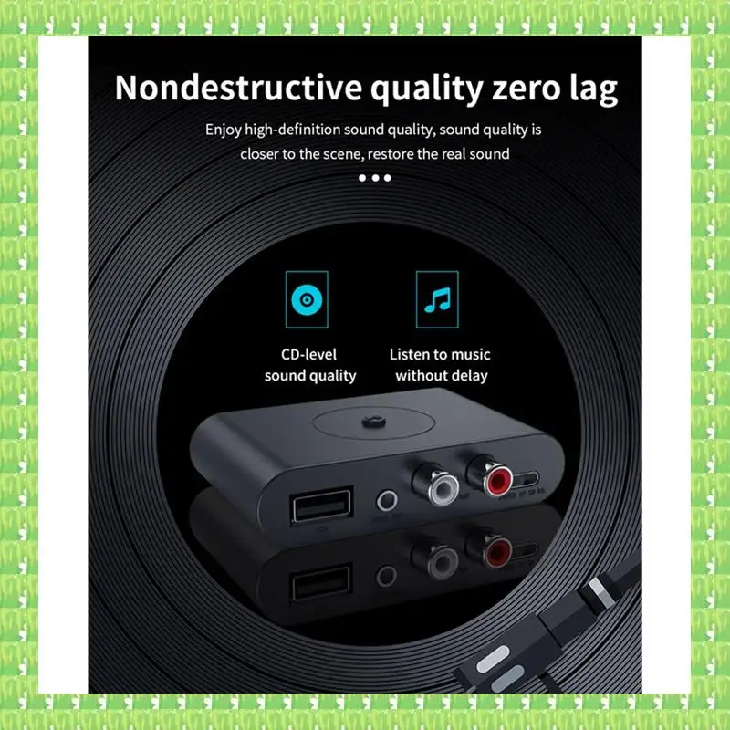 บลูทูธ 5.3 เครื่องรับสัญญาณเสียงแจ็คสเตอริโออะแดปเตอร์ไร้สายสําหรับชุดเครื่องขยายเสียงลําโพงพร้อมสาย RCA สีดํา