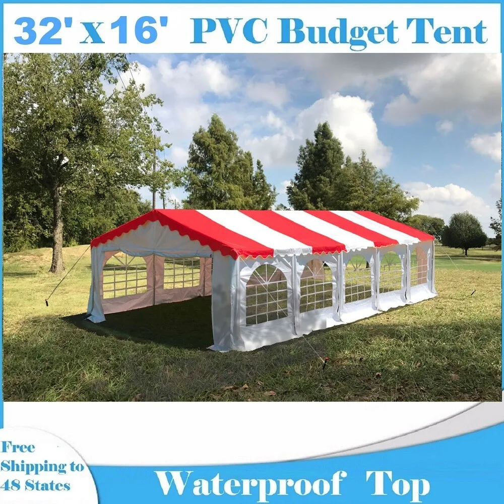 

32'x16' Budget PVC Wedding Party Tent Canopy Shelter Outdoor Gazebo - Red White