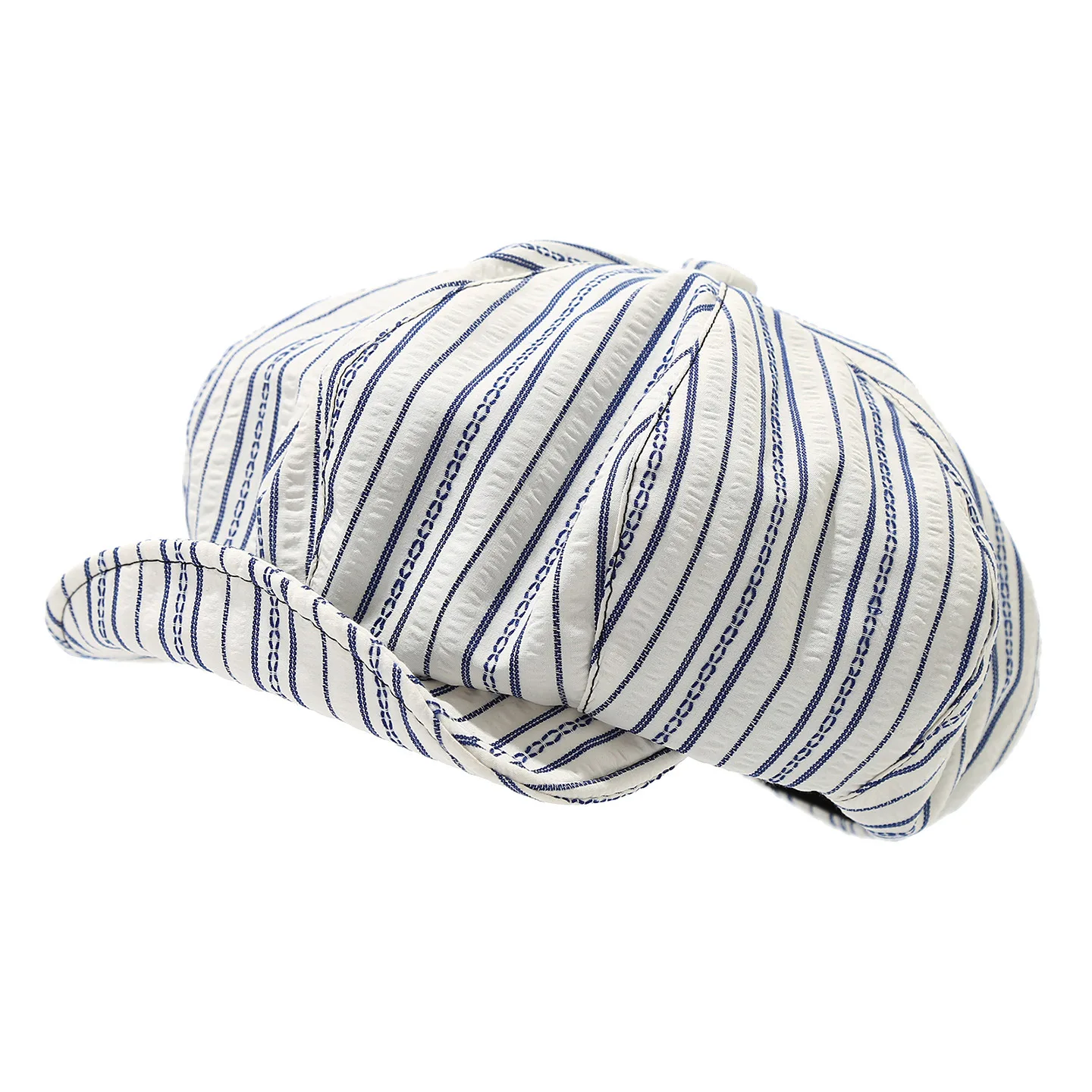 Vintage striped pleated beret women's spring niche irregular big head circumference showing face small sunscreen painter hat