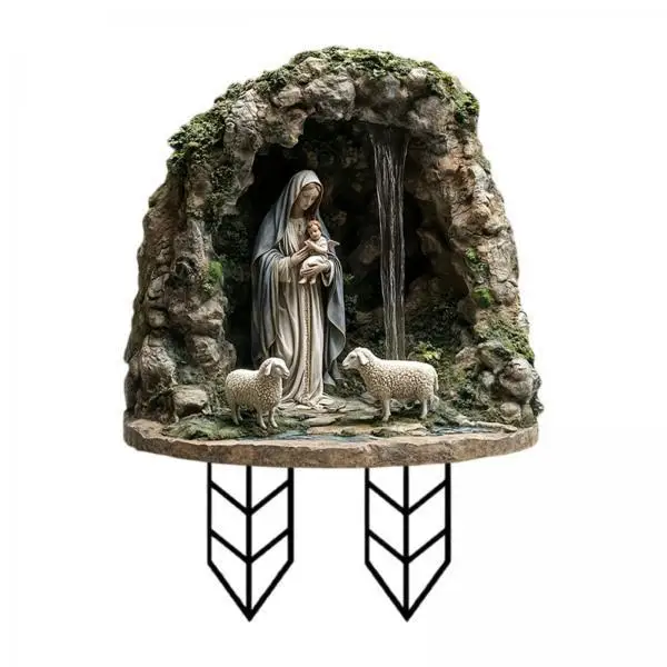2x Christmas Yard Stake Virgin Mary And Jesus Religious Scene for Holiday Xmas