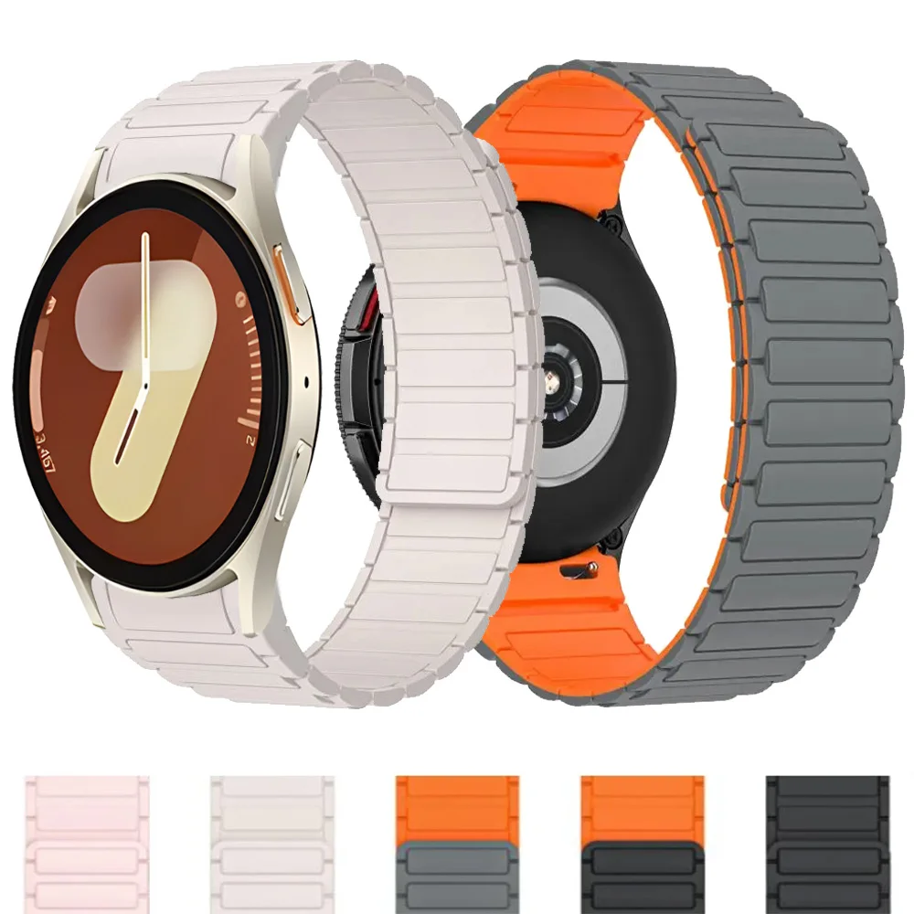 Silikonarmband ohne Lücken für Samsung Galaxy Watch 5 Pro 45 mm, 6 Classic 43/47 mm, magnetisches Sportarmband, Galaxy Watch 7/6/5/4 40 mm, 44 mm