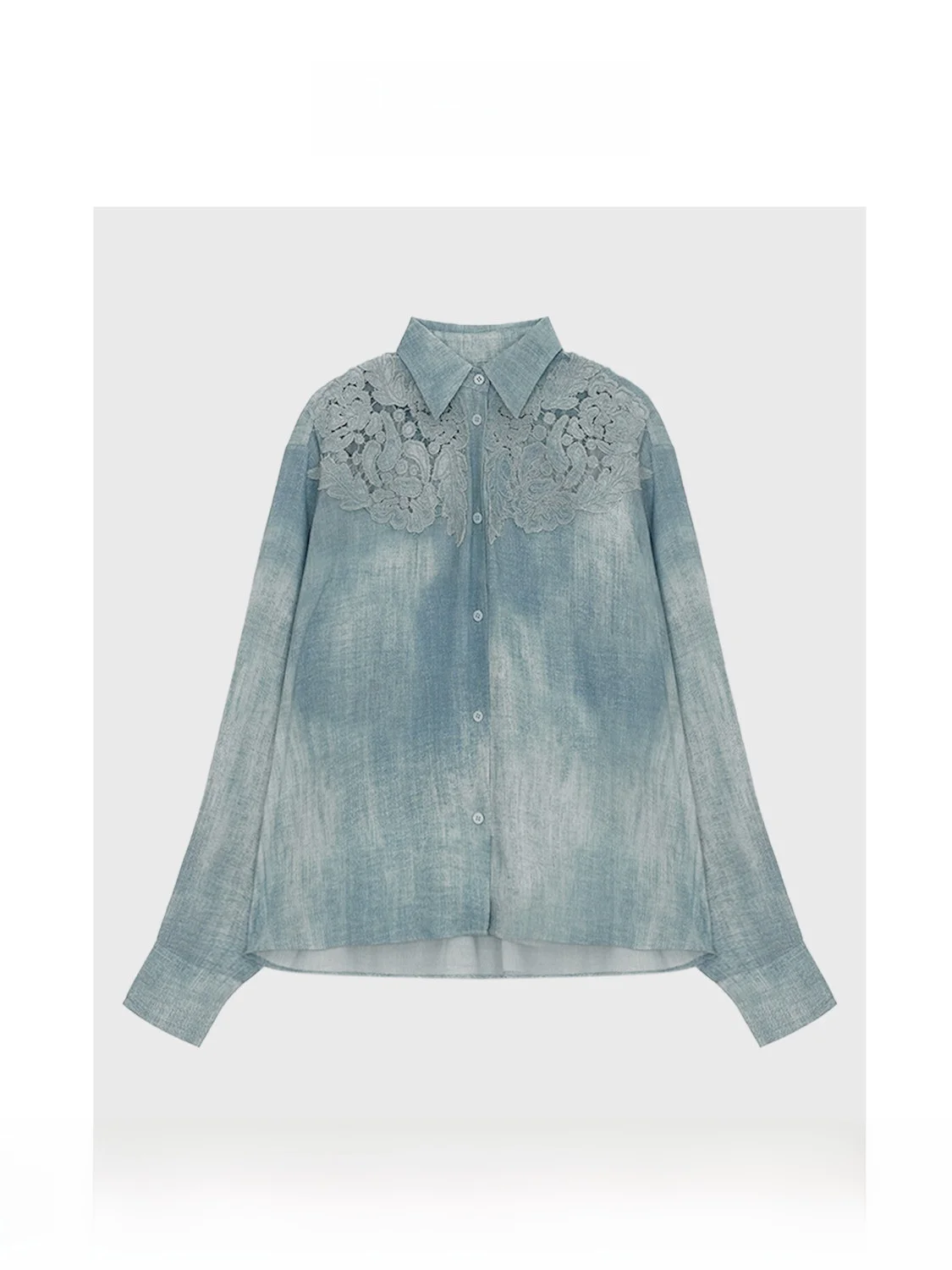 

Blue Embroidered Long Sve Collared irt Women's Casual Faion Vai Private Label Commute Sle Loose Fit Summer 2025