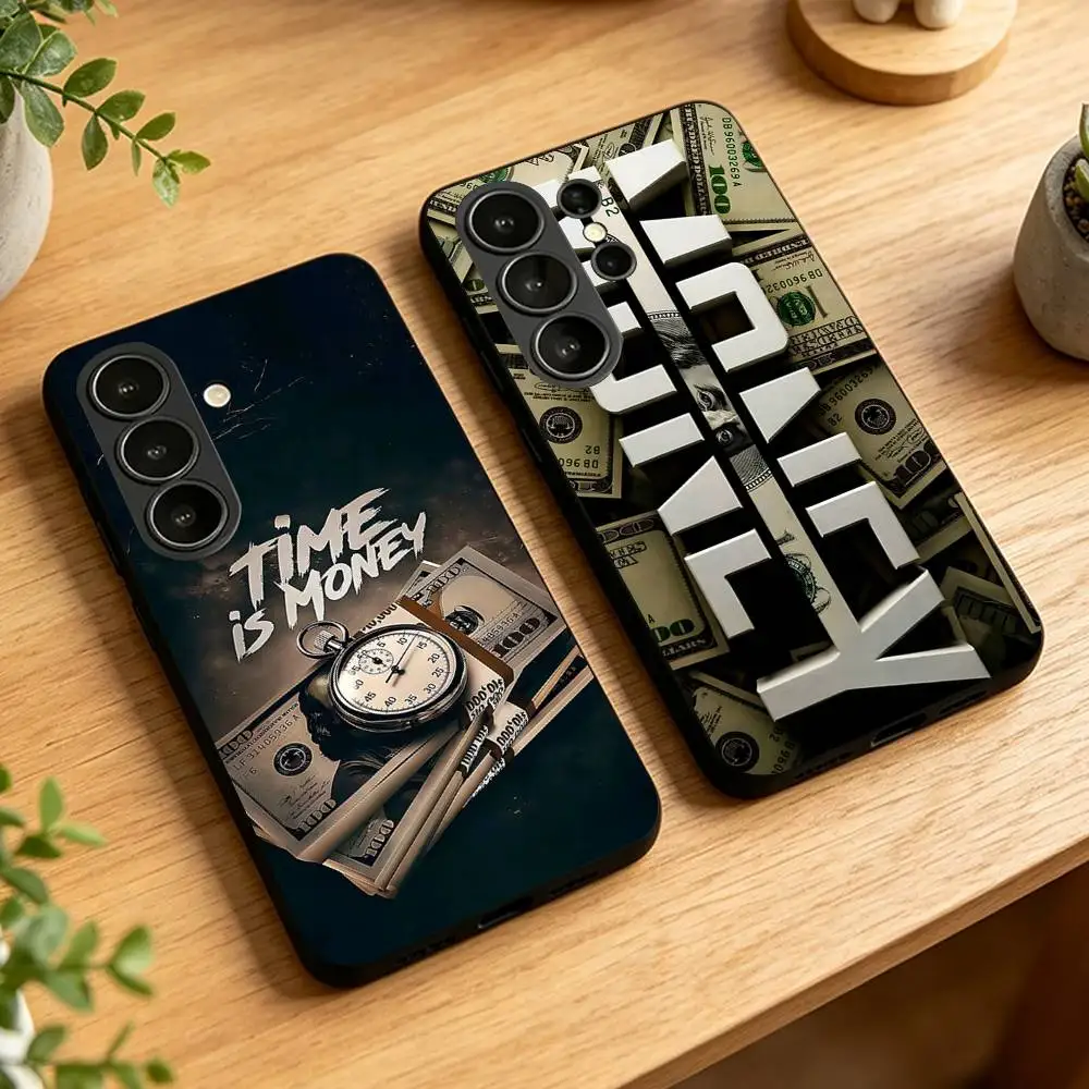 Time Is Money Dollar Cash Camera Silicone Case For Samsung Galaxy S21 S22 S23 S24ULTRA S25ULTRA FE Ultra Plus5G A52S S26 Cover