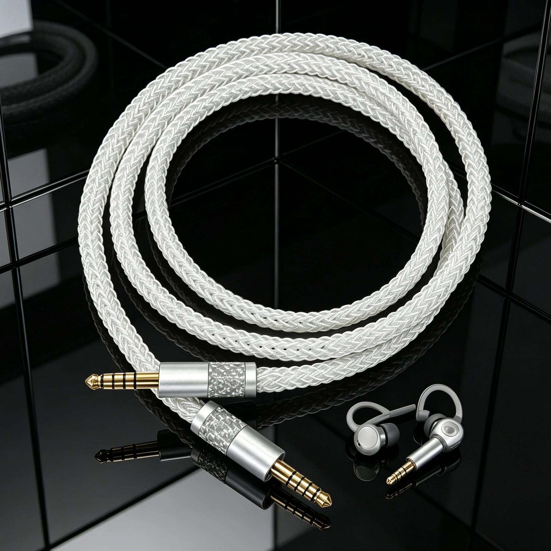 pure-silver-16cores-44mm-to-44mm-balanced-adapter-cable-earphone-cable-7n-occ-silver-plated-headphone-cable