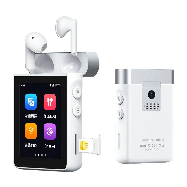 4G SIM Card Translation Earphone AI Smart Translator Headset Two-in-One Translator Device