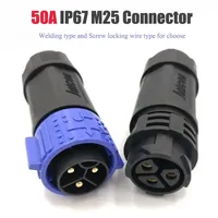 50A M25 Waterproof Connector IP67 2 3 Pin Male Female Connectors 6-18mm 300V High Current Docking Soldering/Screw Lock Wire Plug