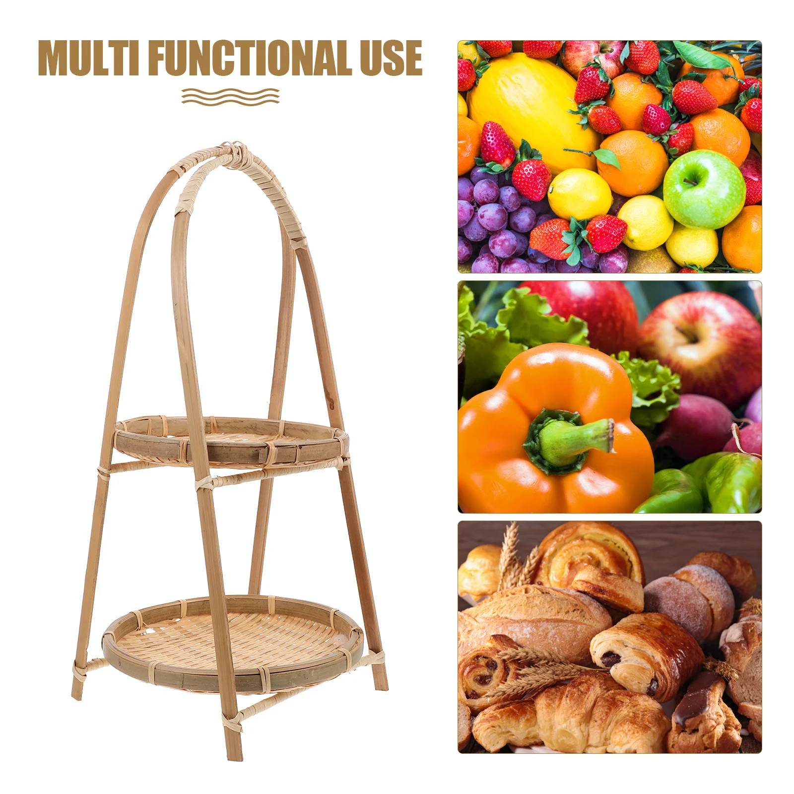 

Unique Bamboo Fruit Basket Multi-Purpose Home Organizer Stylish Design Kitchen Countertop Storage Accessory