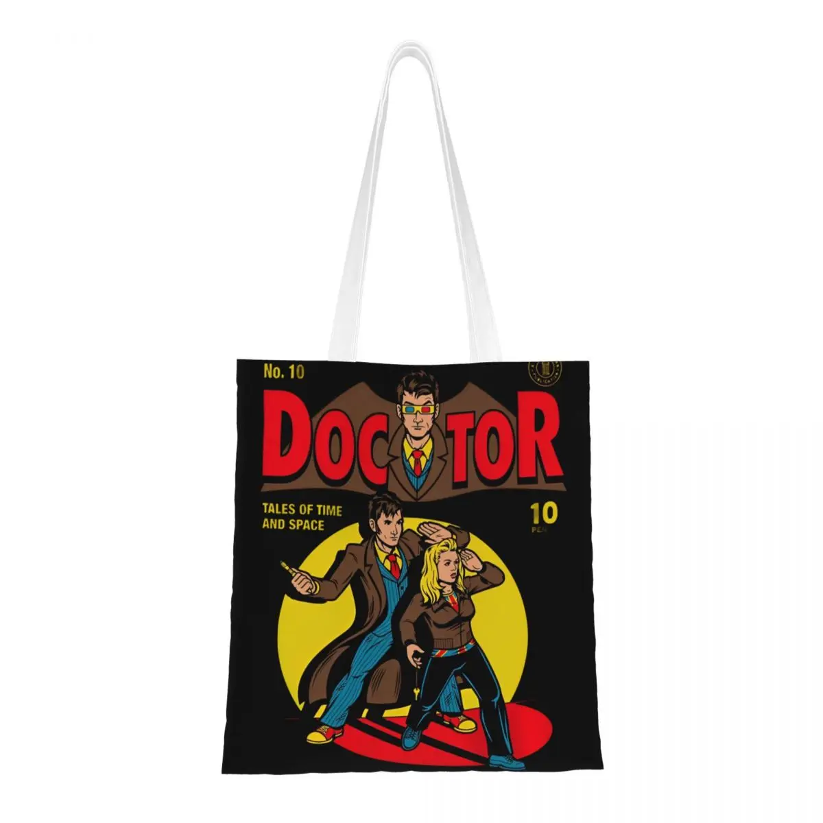 Unisex Doctors Who Film Tote Bags Canvas Grocery Bag for Shopper Handbags