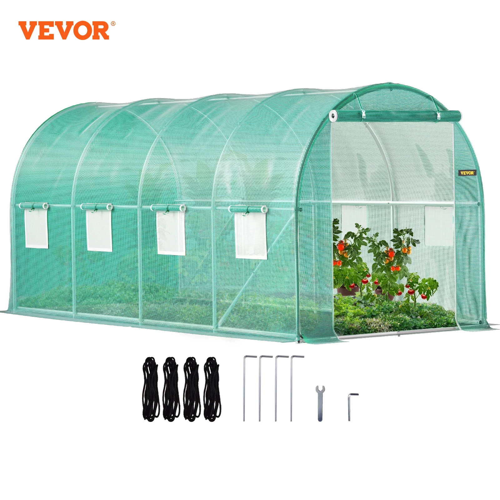 VEVOR Walk-in Tunnel Greenhouse Portable Green Plant Hot House with Galvanized Frame & Waterproof Cover Protect Gardening Plants