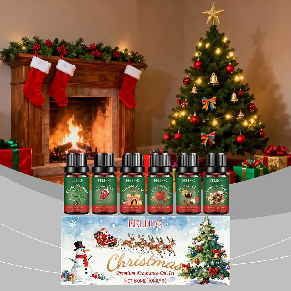 10 مللي * 6 قطعة عيد الميلاد الزيوت الأساسية طقم هدايا عطري الروائح ل رائحة الناشرون احتفالية المنزل العطر عدة هدايا حفلة عيد الميلاد