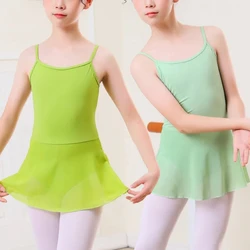 Kids Girls Camisole Backless Ballet Dance Gymnastics Leotard Dress Ballerina Modern Lyrical Dance Stage Performance Costume